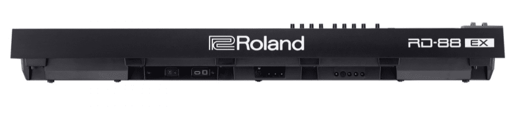 Rear view of the Roland RD-88 EX showing connection ports