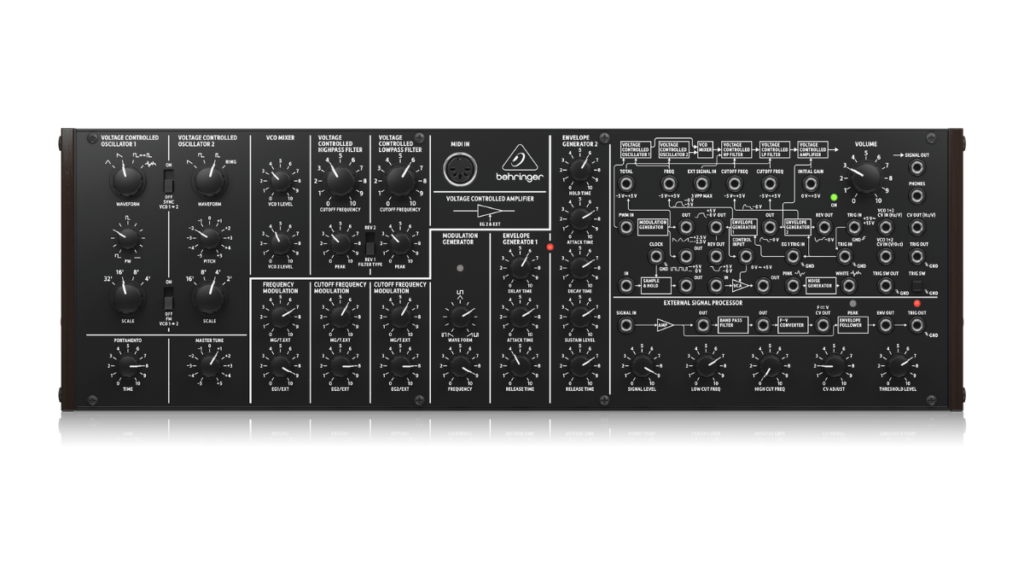 Close-up of the Behringer K-2 MK II with multiple pads and control knobs