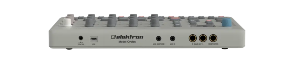 Rear view of the Elektron Model:Cycles groovebox showing connection ports