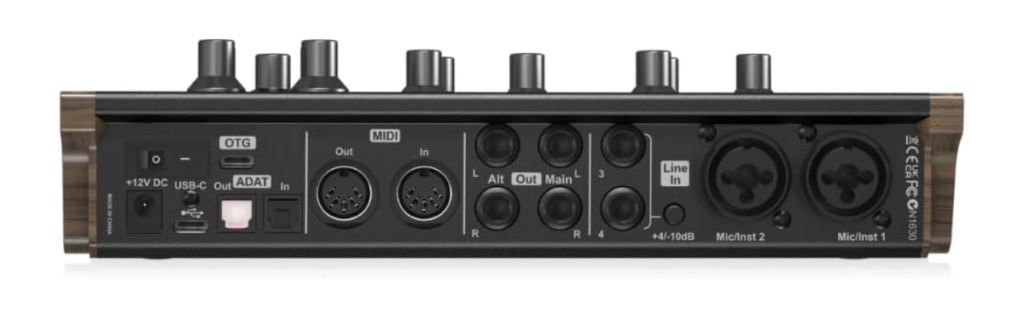 Rear view of the ICON Pro Audio 32Ci audio interface showing various connection ports