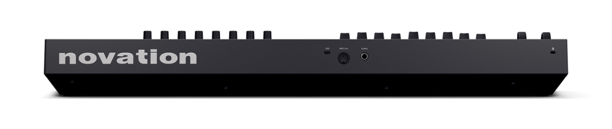 Rear view of the Novation Launchkey MK4 USB/MIDI controller showing connection ports