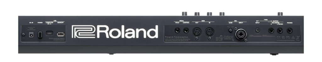 Roland JUNO-D SERIES rear view showing various input and output ports.
