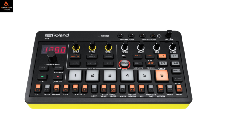 Top view of the Roland P6 AIRA’s pads and control knobs