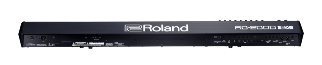 Rear view of the Roland RD-2000 EX showing connection ports