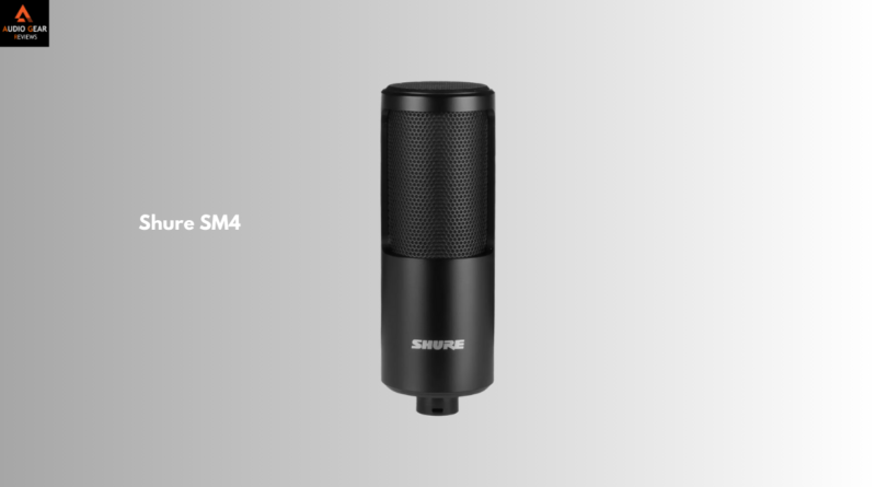 Close-up of the Shure SM4 studio microphone’s diaphragm