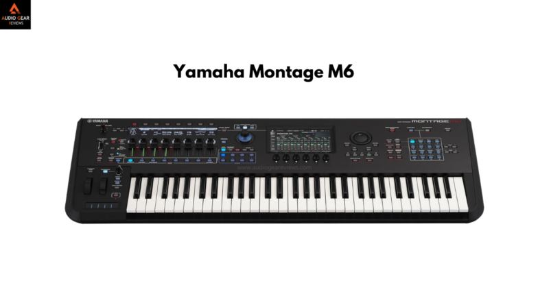 Top view of the Yamaha Montage M6 synthesizer’s Keys and control knobs